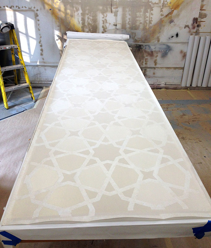 Custom Wallpaper Morrocan Inspired Living Room Ceiling Before