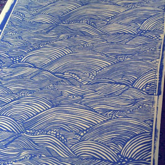 Hand Block Printed Wallpaper Uzu Line Adrienne Neff 1
