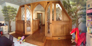 Murals Child Playroom Wall Ceiling Mural Trompe Loeil Faux Stone Trellis Painted Castle Playhouse 1