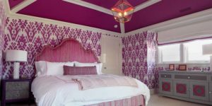 Painted Finishes Magenta Ikat Stencil Bedroom Walls Amanda Nisbet Southampton 1