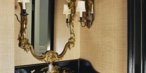 Painted Finishes Faux Bamboo Trompe Loiel Chinoiserie Painting Powder Room Walls Door Ceiling Panels 1