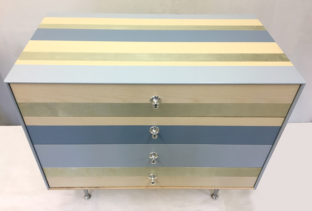 Painted Furniture Gilded Stripes Herman Miller Dresser 3