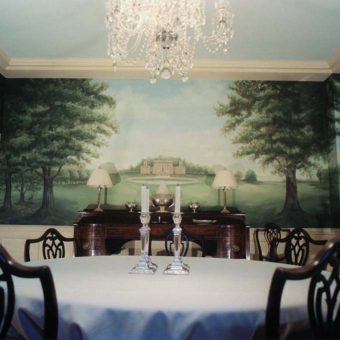murals english manor water folly landscape dining room walls 1
