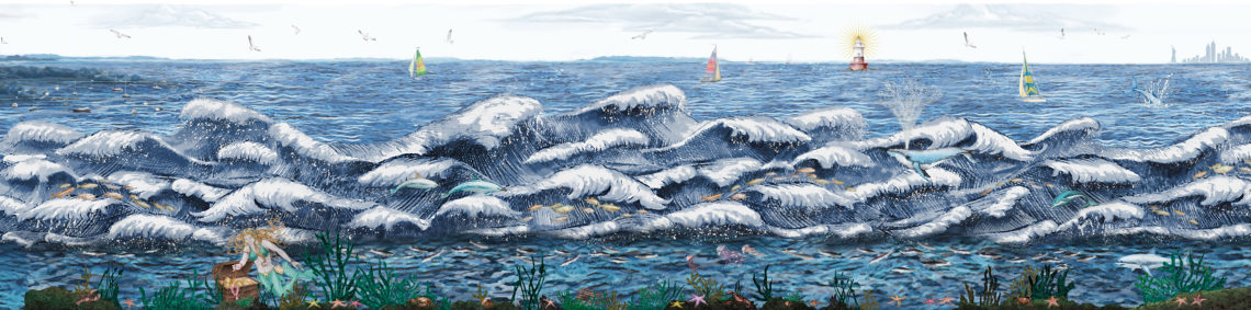 murals child playroom walls sea landscape mermaid marine animals 6