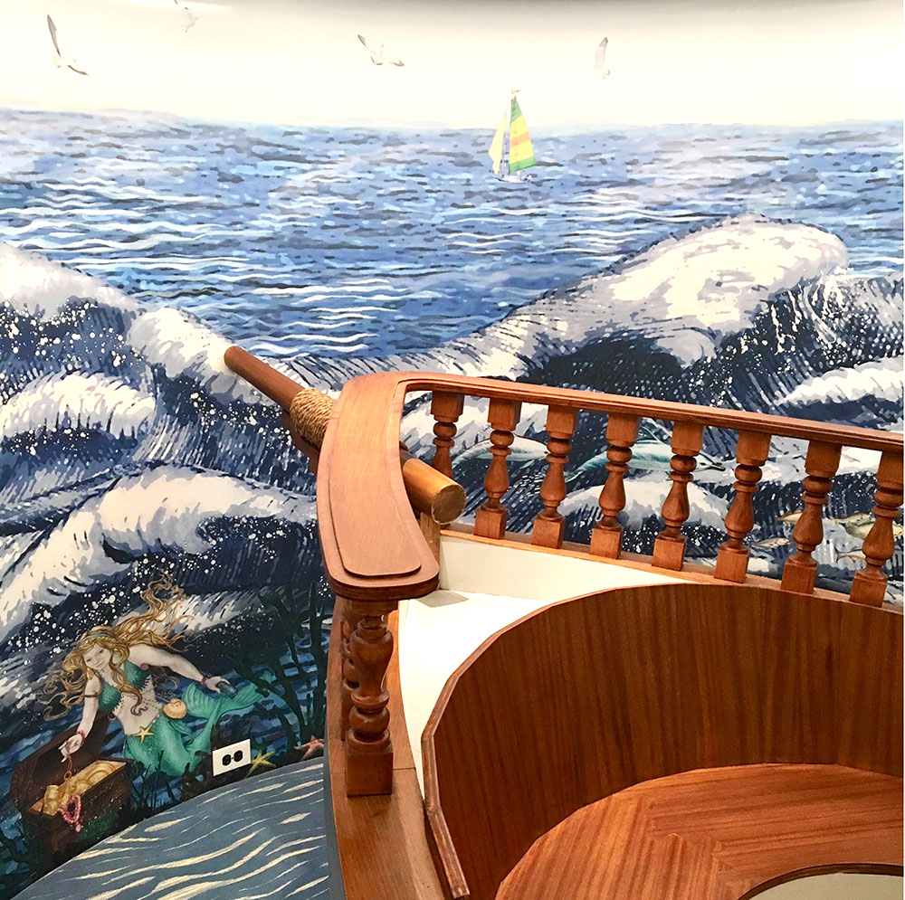 murals seaside underwater beach waves childs playroom walls greenwich ct