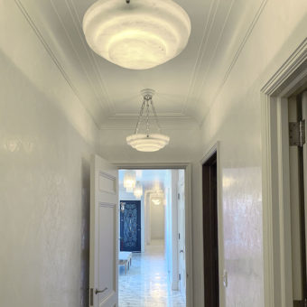 venetian plaster diamond pattern entry foyer walls nyc
