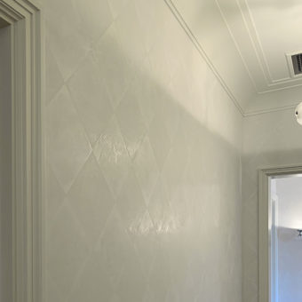 venetian plaster diamond pattern entry foyer walls nyc