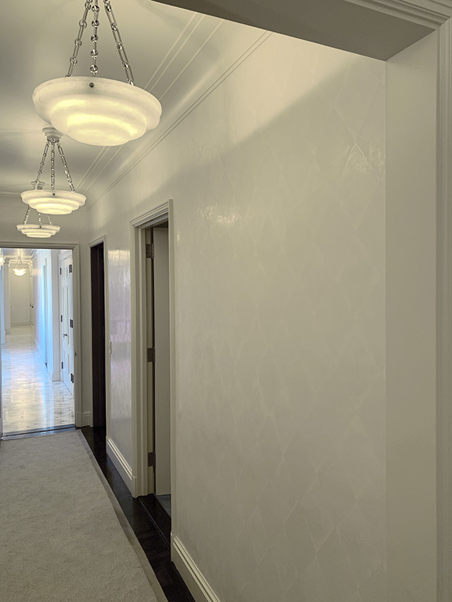 venetian plaster diamond pattern entry foyer walls nyc